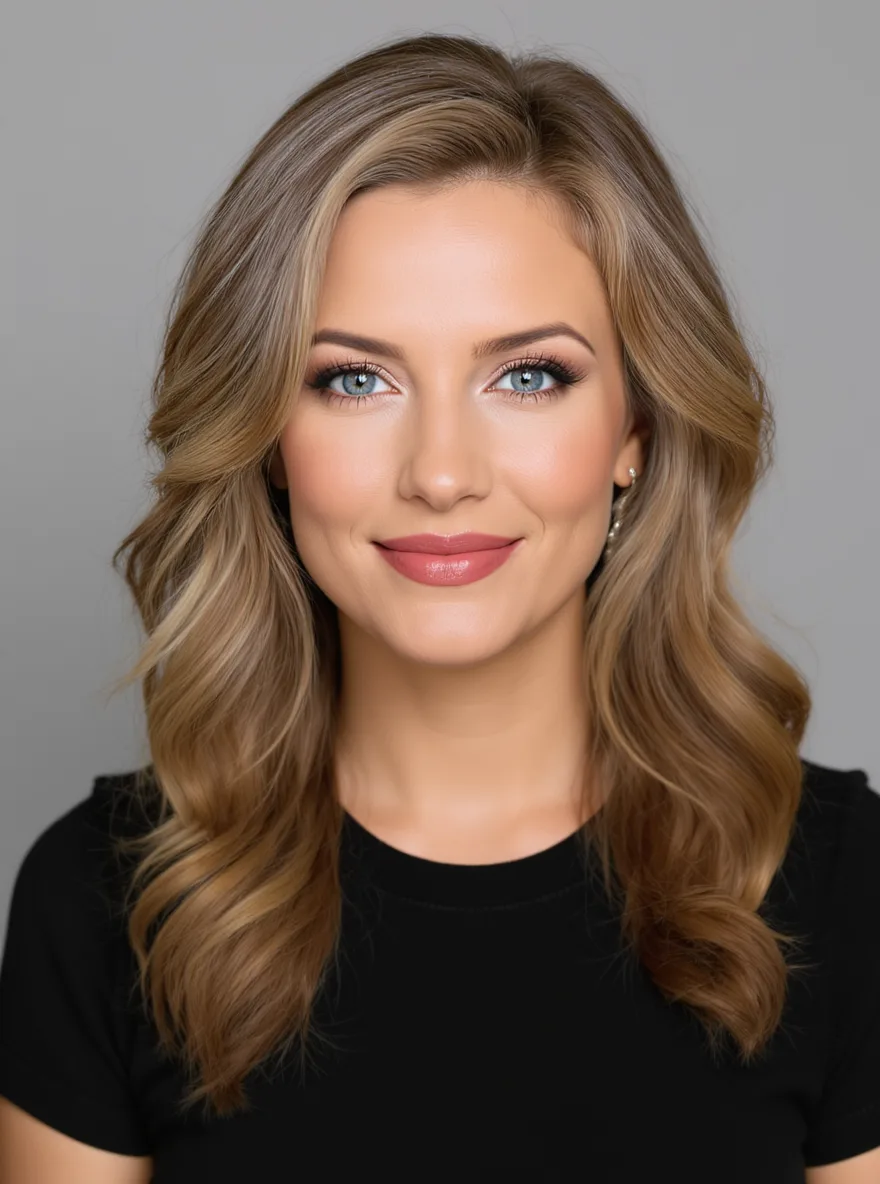 Golden Blonde Wavy Long Layers with Volume